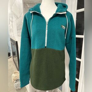 L.L. Bean Women's Katahdin Fleece Half-Zip Hoodie, Colorblock, Size Medium